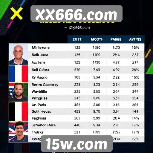 Estatísticas de jogadores no site XX666.com